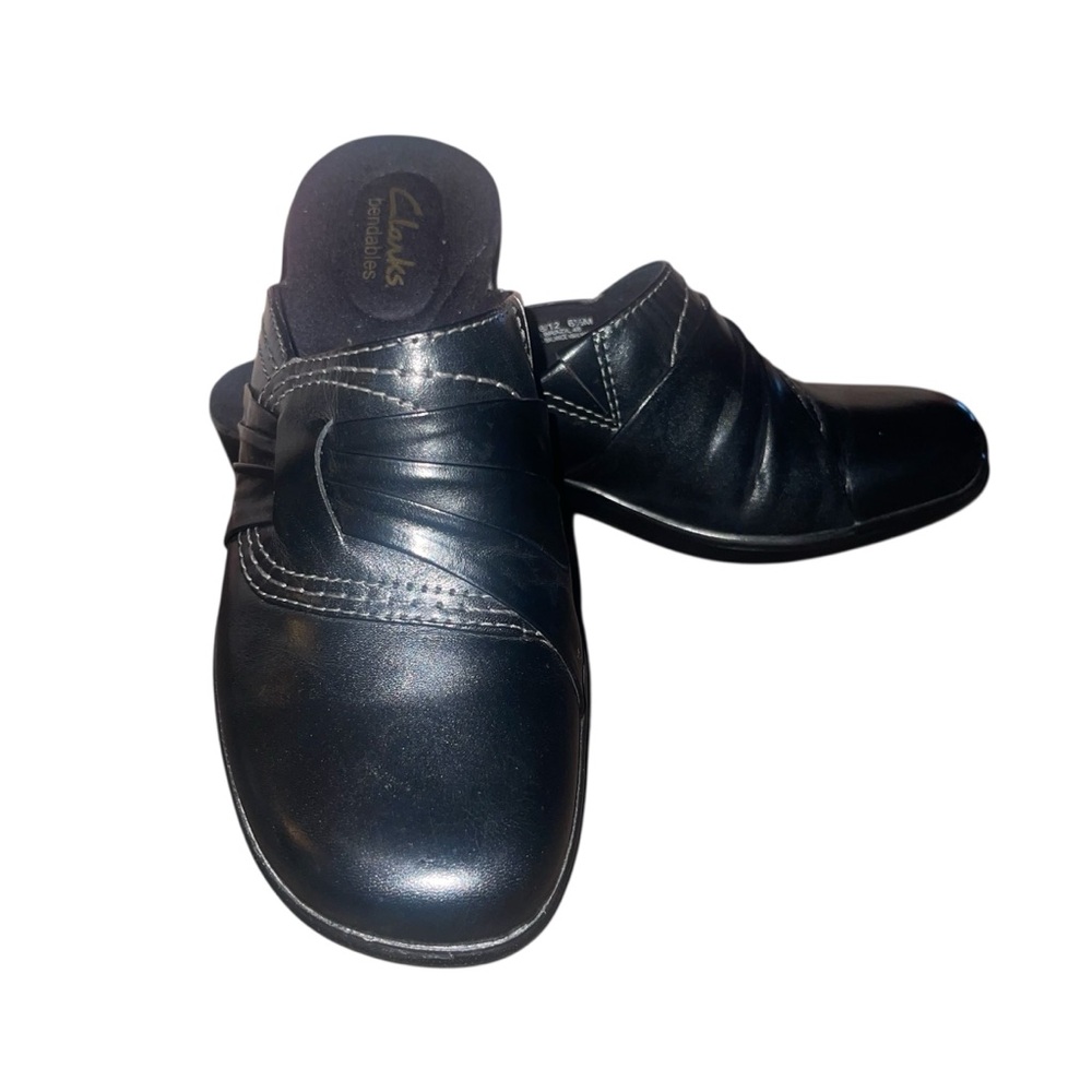 Clarks Bendables Women's Leather Slip On Clog Size 6.5 Black Comfort Shoe…New - Picture 4 of 9